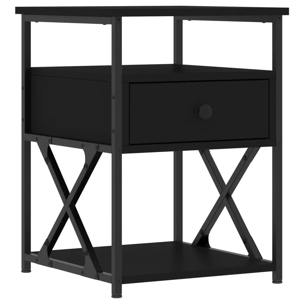 Bedside Cabinet Black 40x42x55 cm Engineered Wood 826073 - Furniture