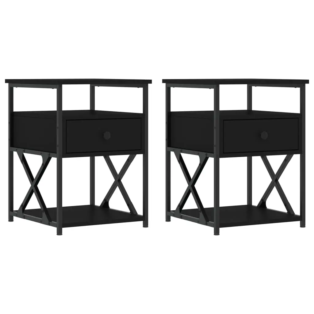 Bedside Cabinets 2 pcs Black 40x42x55 cm Engineered Wood 826074 - Furniture