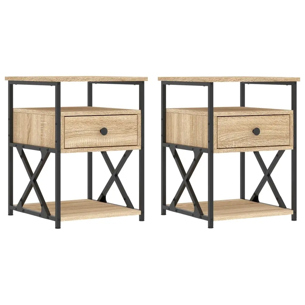 Bedside Cabinets 2 pcs Sonoma Oak 40x42x55 cm Engineered Wood 826076 - Furniture