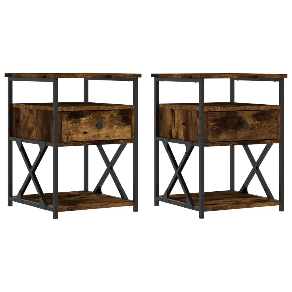 Bedside Cabinets 2 pcs Smoked Oak 40x42x55 cm Engineered Wood 826078 - Furniture