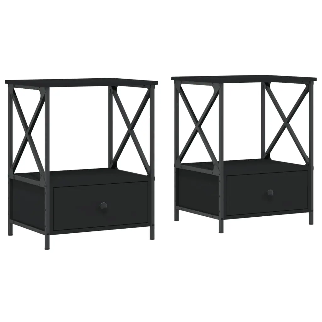 Bedside Tables 2 pcs Black 50x41x65 cm Engineered Wood 826084 - Furniture