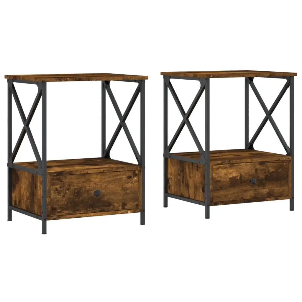 Bedside Tables 2 pcs Smoked Oak 50x41x65 cm Engineered Wood 826088 - Furniture