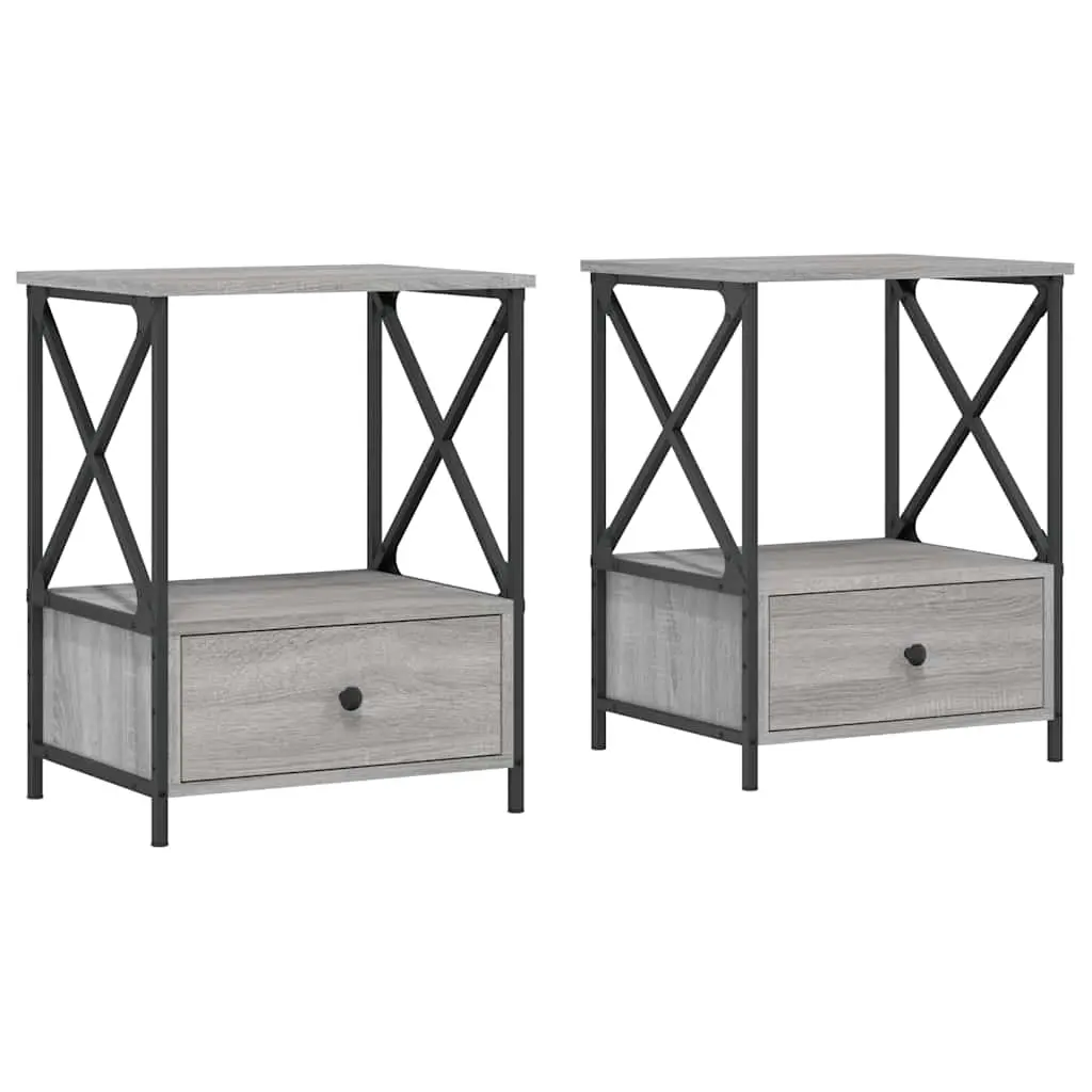 Bedside Tables 2 pcs Grey Sonoma 50x41x65 cm Engineered Wood 826090 - Furniture