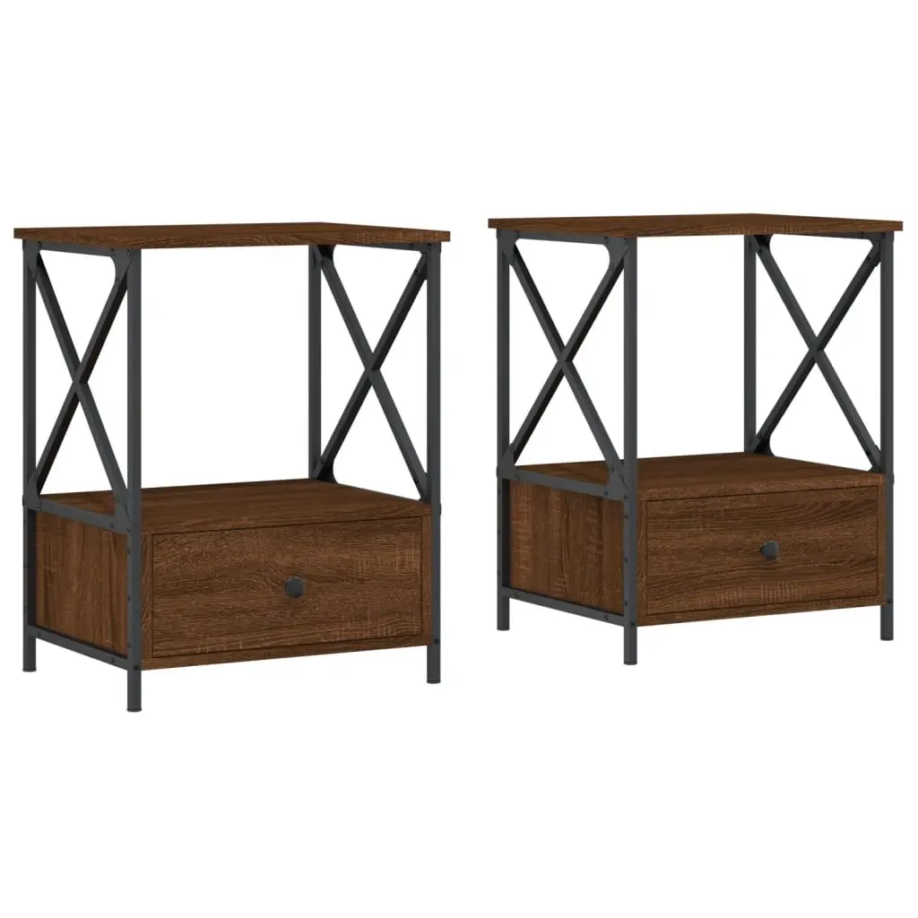 Bedside Tables 2 pcs Brown Oak 50x41x65 cm Engineered Wood 826092 - Furniture
