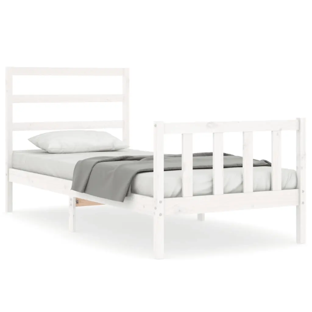 Bed Frame without Mattress White 90x190 cm Solid Wood Pine 3191872 - Furniture