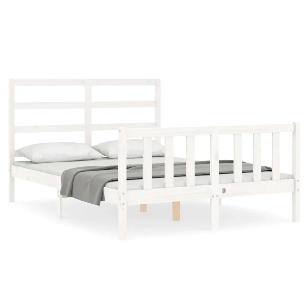 Bed Frame without Mattress White 135x190 cm Solid Wood Pine 3191882 - Furniture