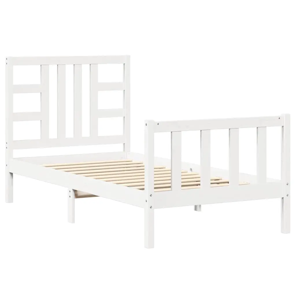 Bed Frame without Mattress White 90x190 cm Solid Wood Pine 3191937 - Furniture