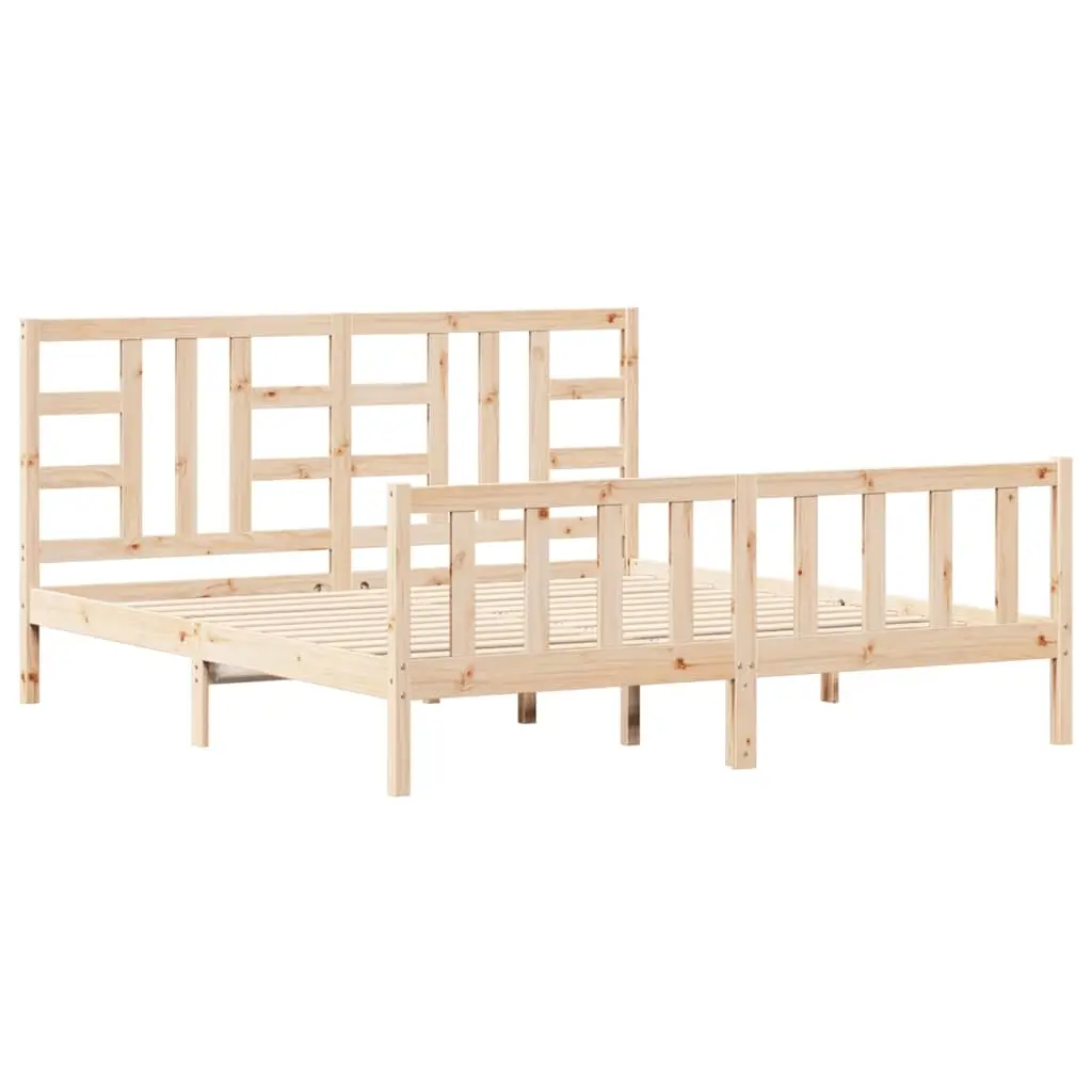 Bed Frame without Mattress 183x203 cm King Solid Wood Pine 3191986 - Furniture