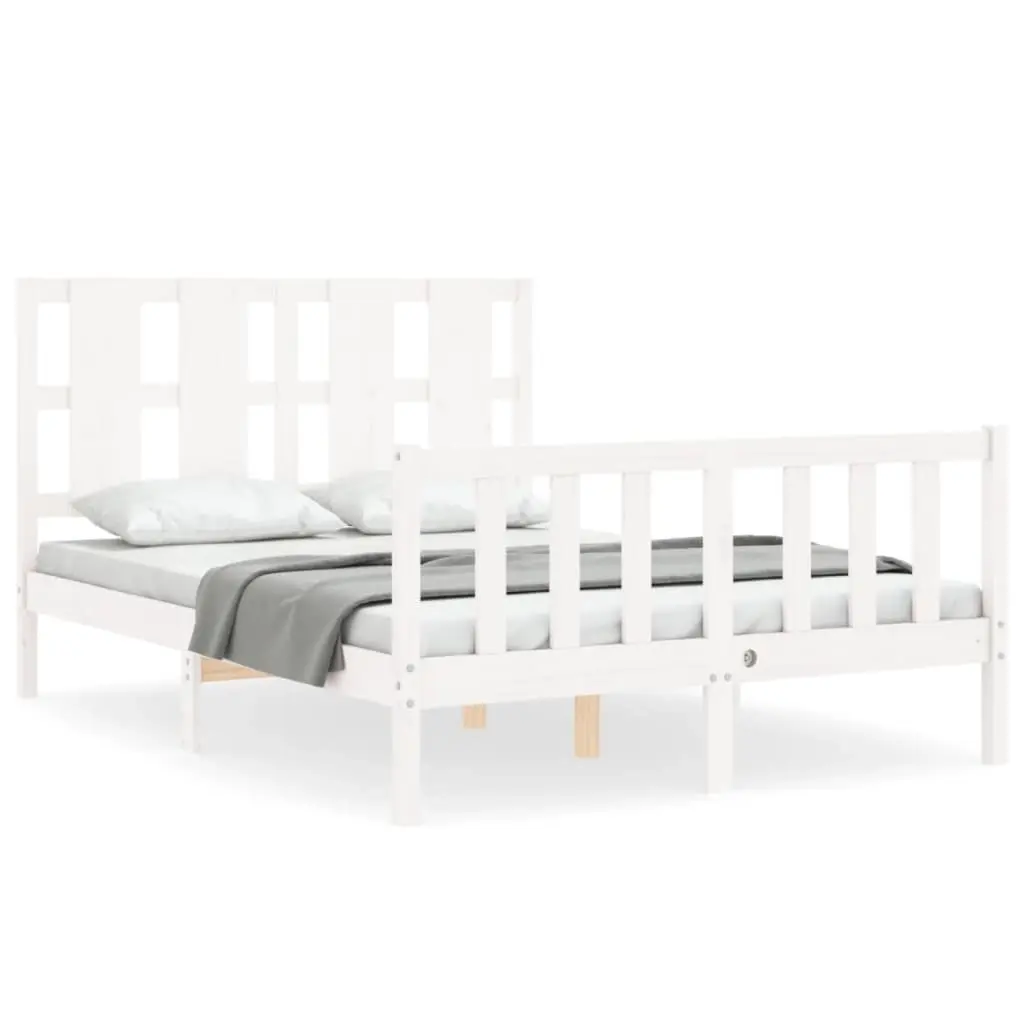 Bed Frame without Mattress White 135x190 cm Solid Wood Pine 3192207 - Furniture