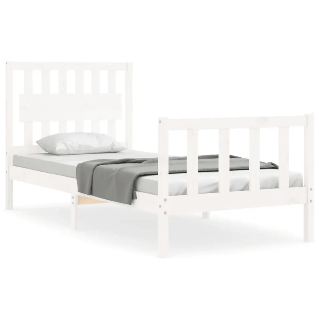Bed Frame without Mattress White 90x190 cm Solid Wood Pine 3192392 - Furniture