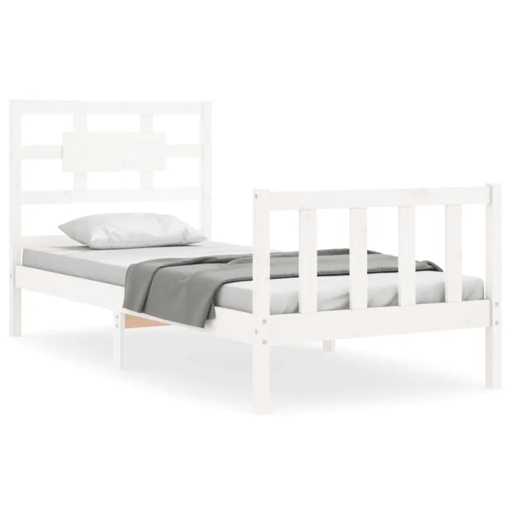 Bed Frame without Mattress White 90x190 cm Solid Wood Pine 3192522 - Furniture
