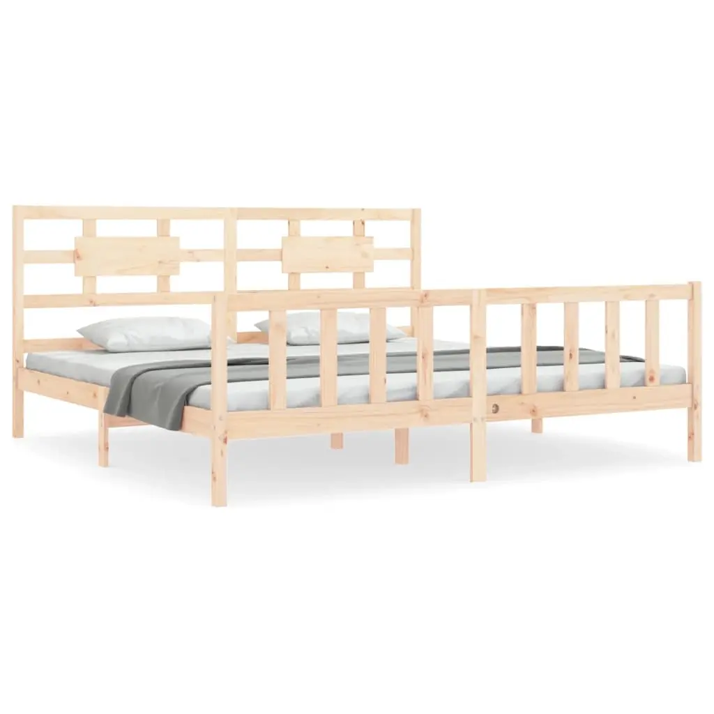 Bed Frame without Mattress 183x203 cm King Solid Wood Pine 3192571 - Furniture