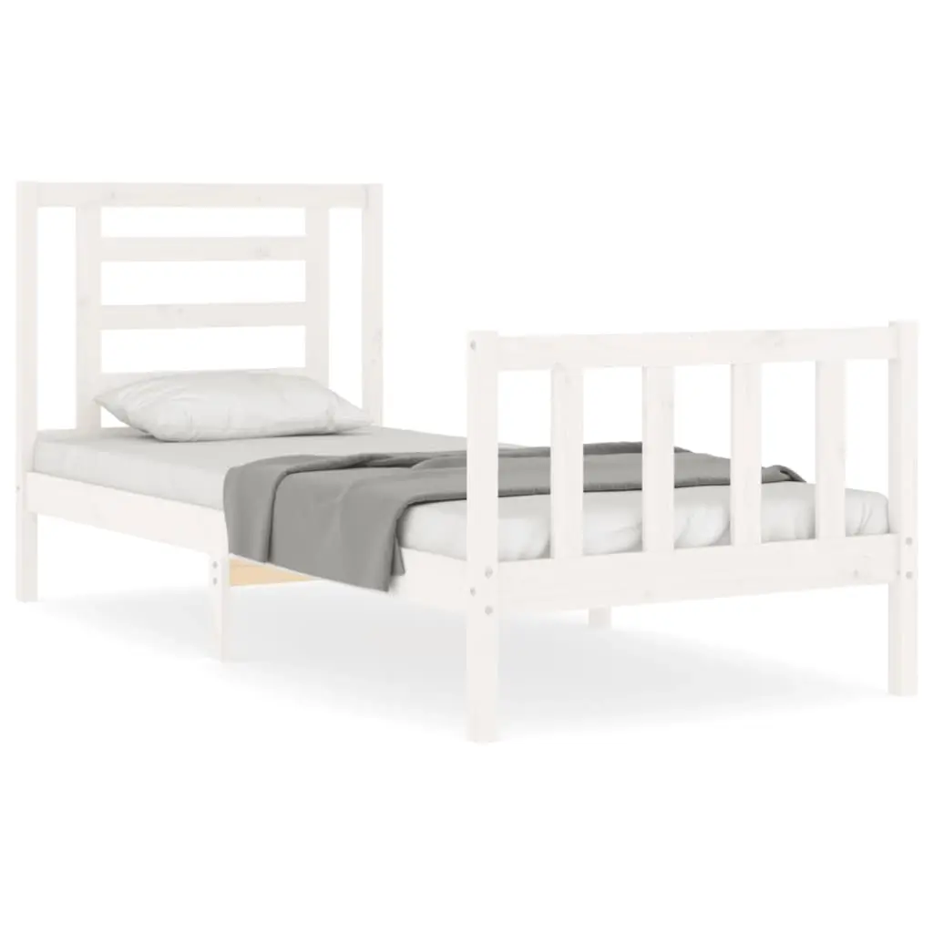 Bed Frame without Mattress White 90x190 cm Solid Wood Pine 3192847 - Furniture