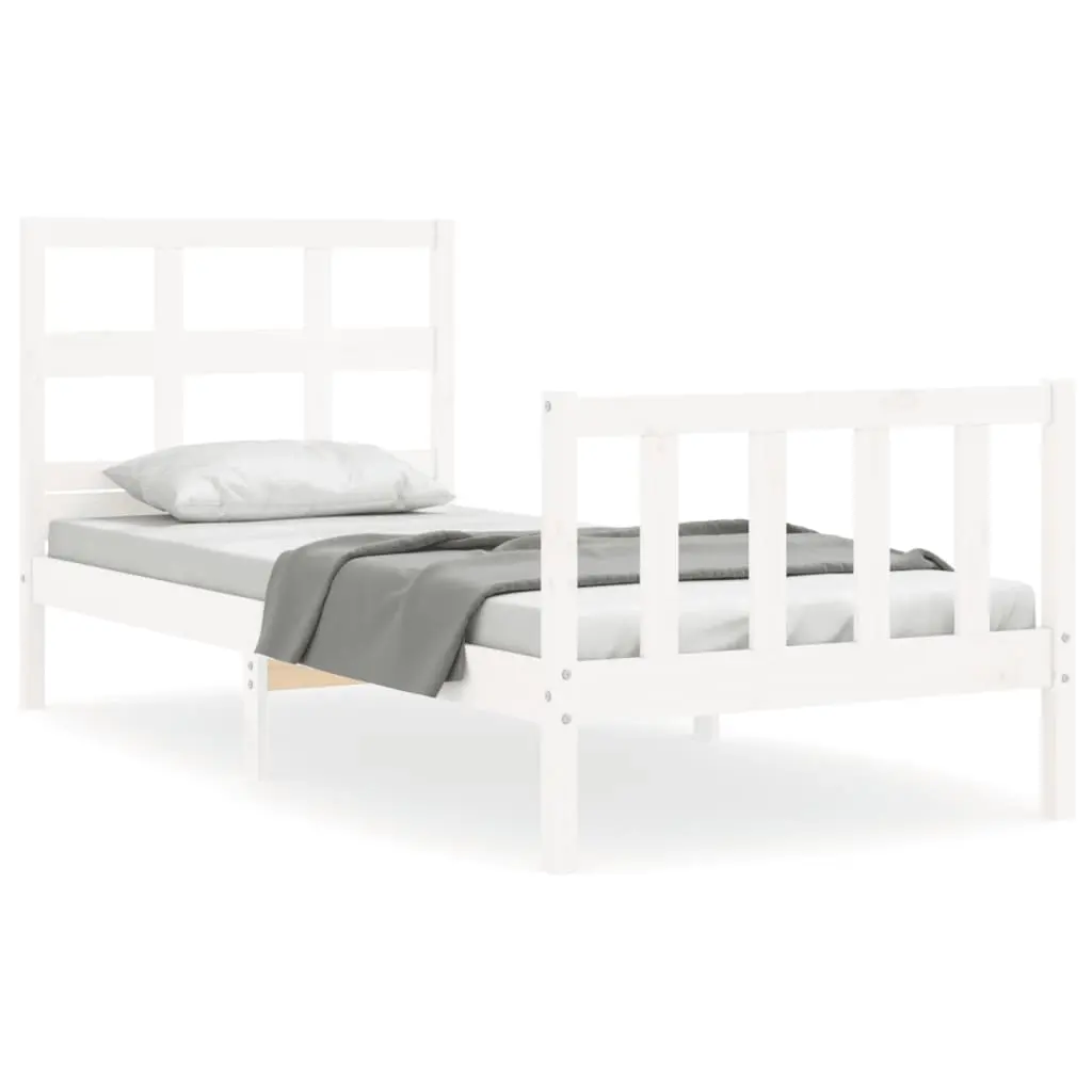 Bed Frame without Mattress White 90x190 cm Solid Wood Pine 3192977 - Furniture