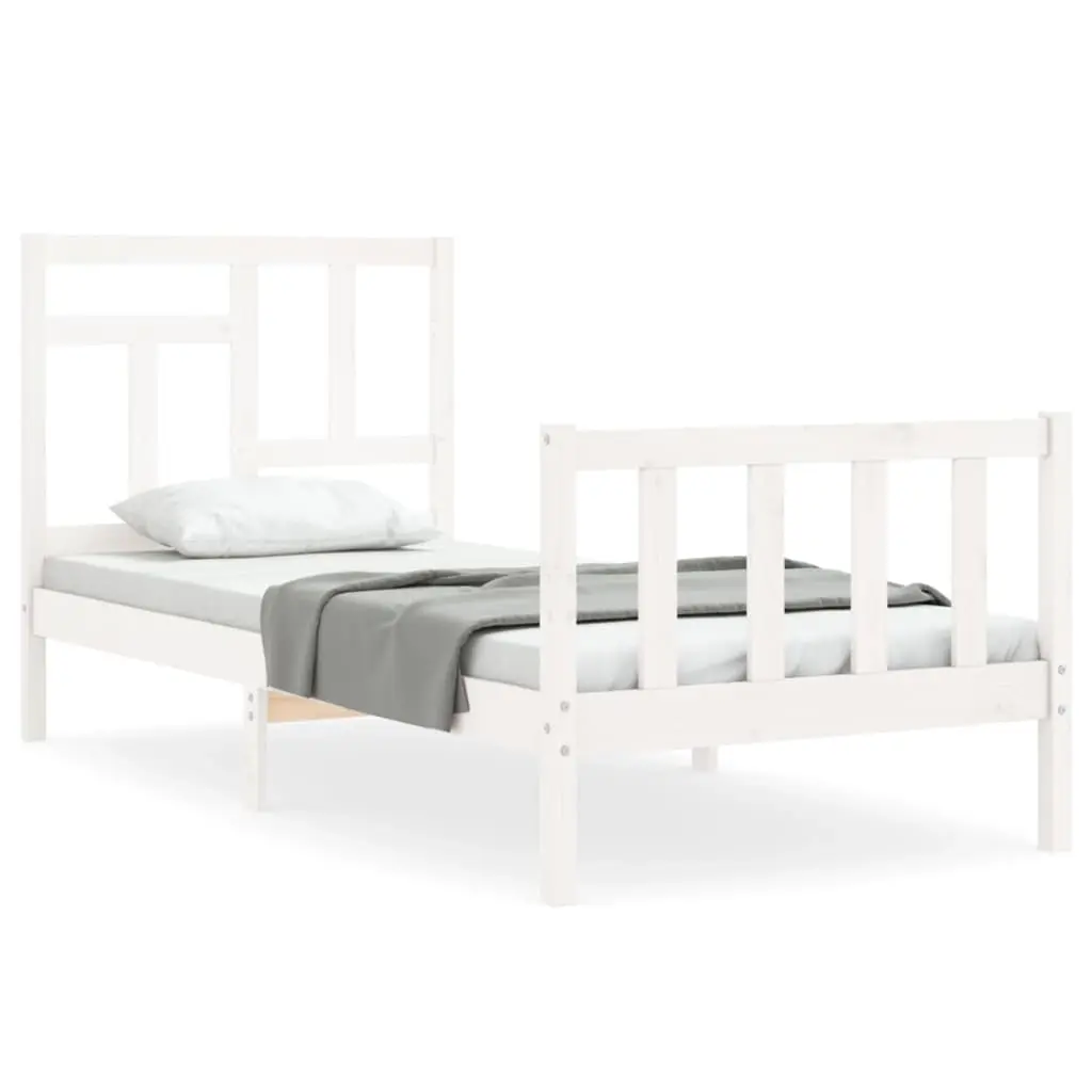 Bed Frame without Mattress White 90x190 cm Solid Wood Pine 3193107 - Furniture