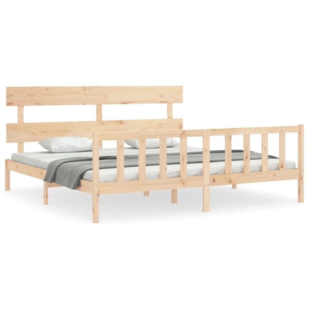 Bed Frame without Mattress 183x203 cm King Solid Wood Pine 3193286 - Furniture