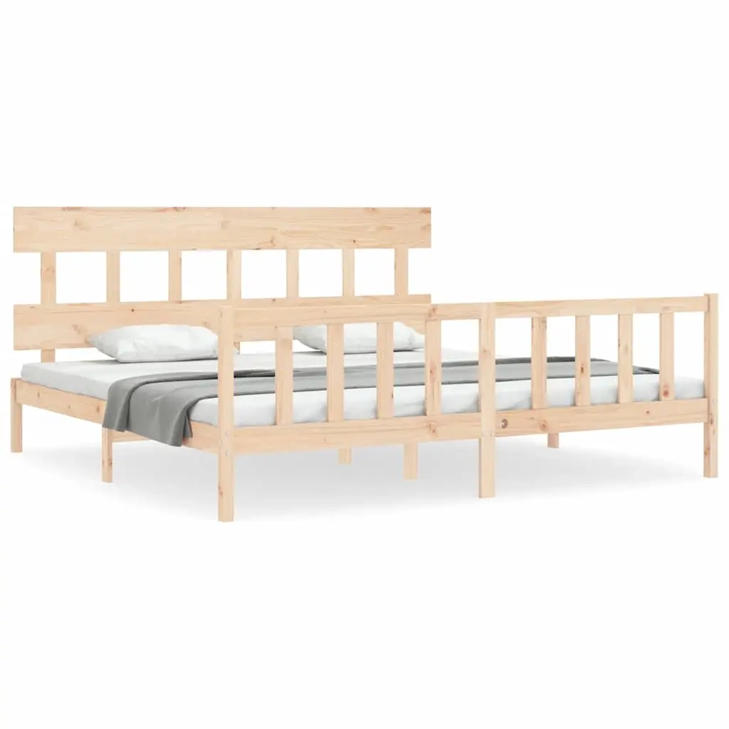 Bed Frame without Mattress 183x203 cm King Solid Wood Pine 3193351 - Furniture