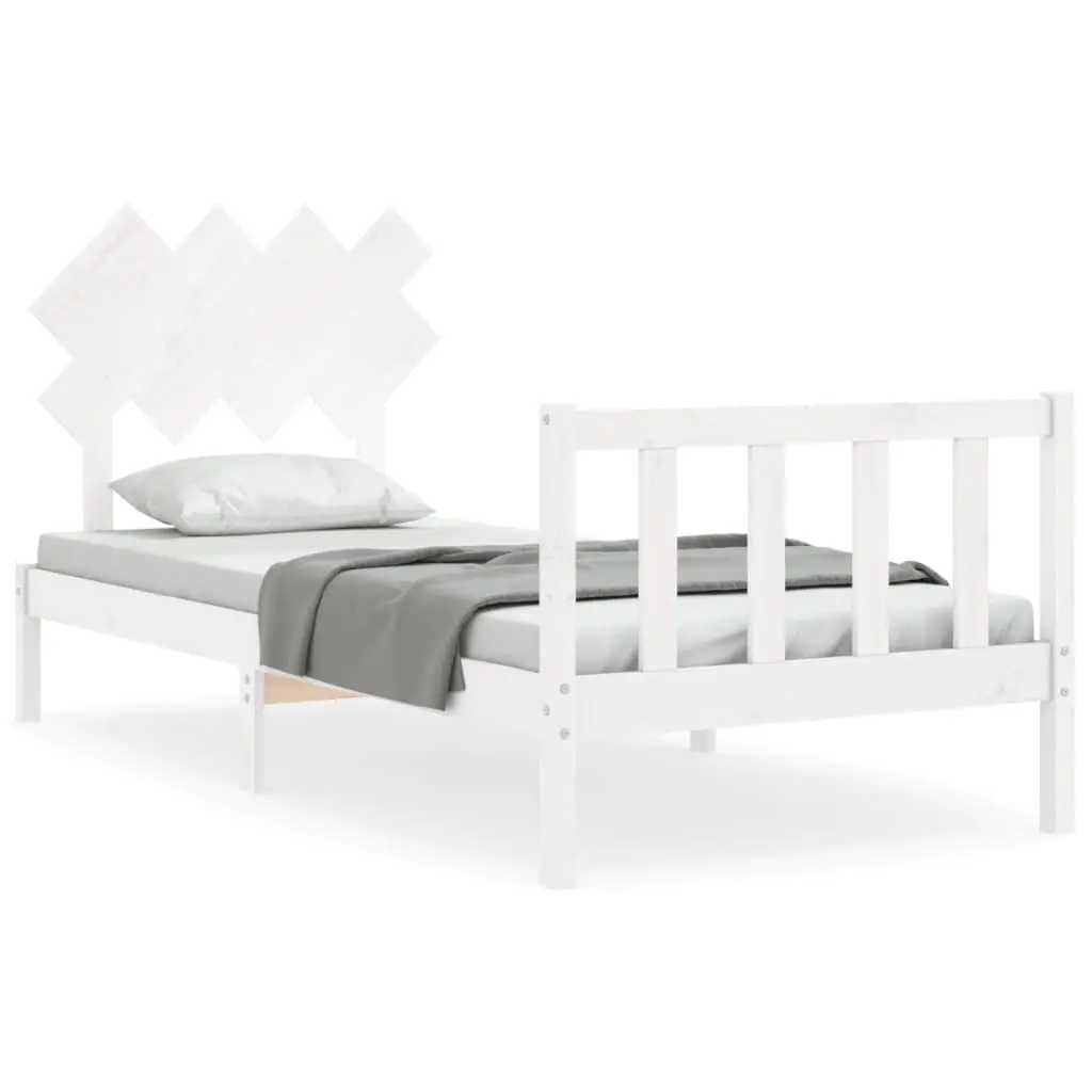 Bed Frame without Mattress White 90x190 cm Solid Wood Pine 3193432 - Furniture