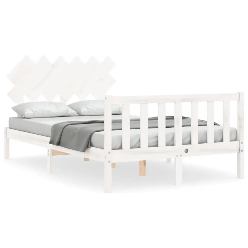 Bed Frame without Mattress White 135x190 cm Solid Wood Pine 3193442 - Furniture
