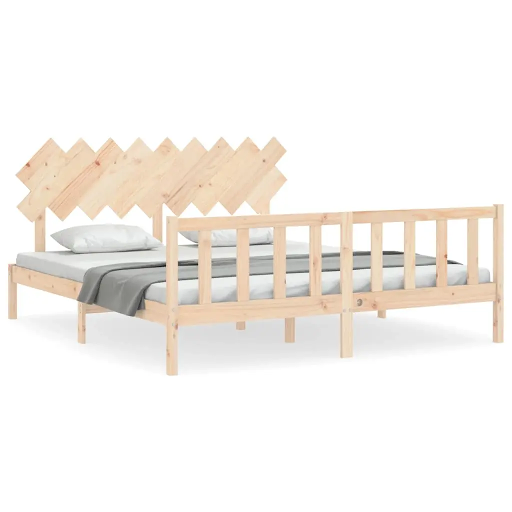 Bed Frame without Mattress 183x203 cm King Solid Wood Pine 3193481 - Furniture
