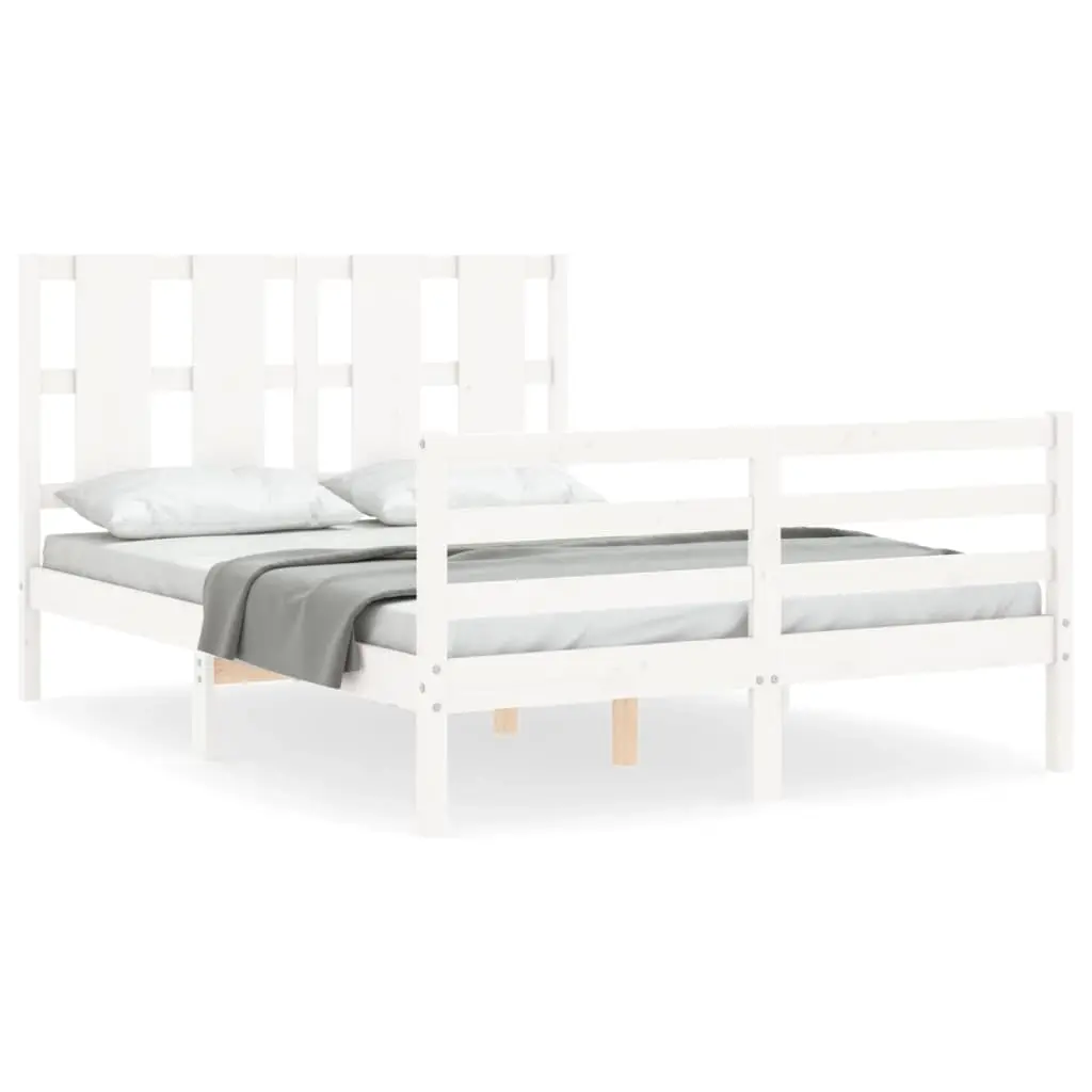 Bed Frame without Mattress White 135x190 cm Solid Wood 3194092 - Furniture