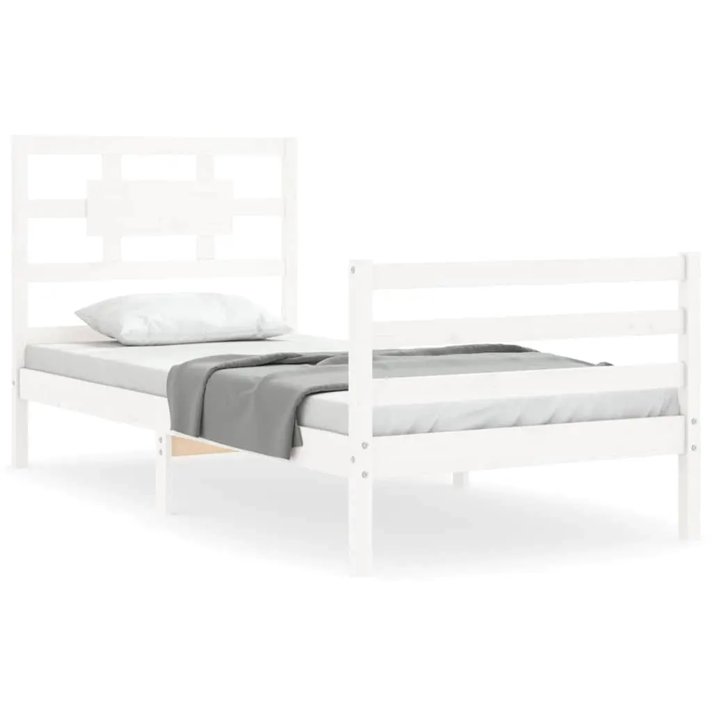 Bed Frame without Mattress White 90x190 cm Solid Wood 3194407 - Furniture