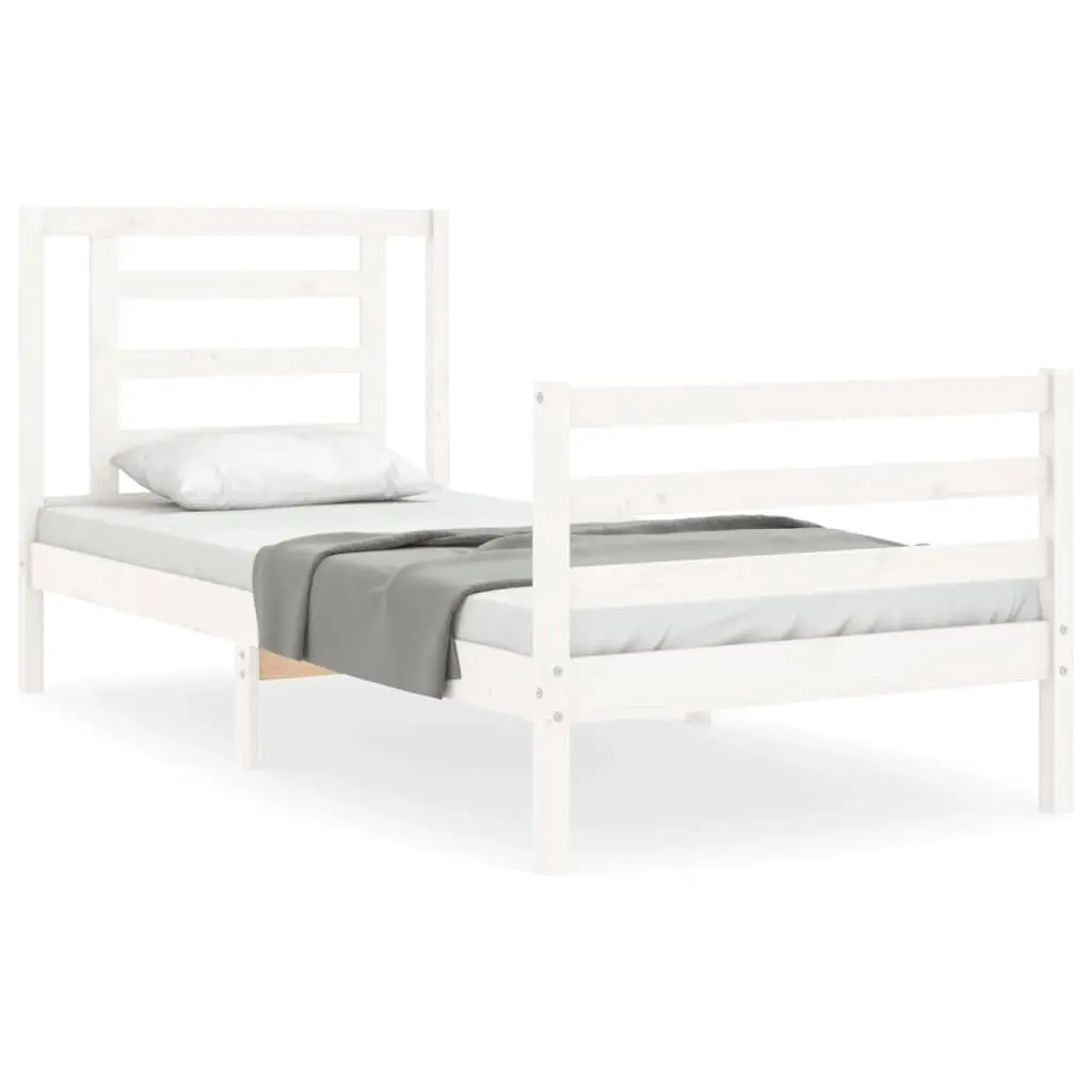 Bed Frame without Mattress White 90x190 cm Solid Wood 3194667 - Furniture
