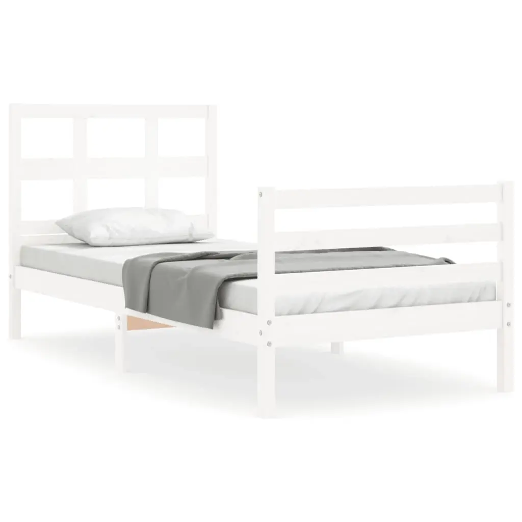 Bed Frame without Mattress White 90x190 cm Solid Wood 3194797 - Furniture