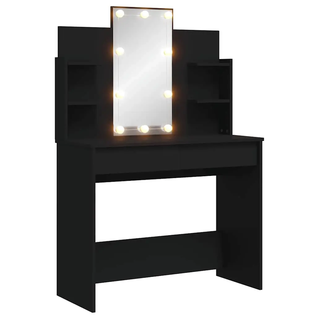 Dressing Table with LED Lights Black 96x40x142 cm 837893 - Furniture