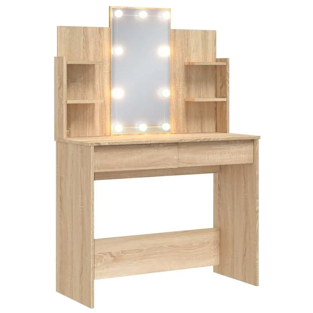 Dressing Table with LED Lights Sonoma Oak 96x40x142 cm 837894 - Furniture