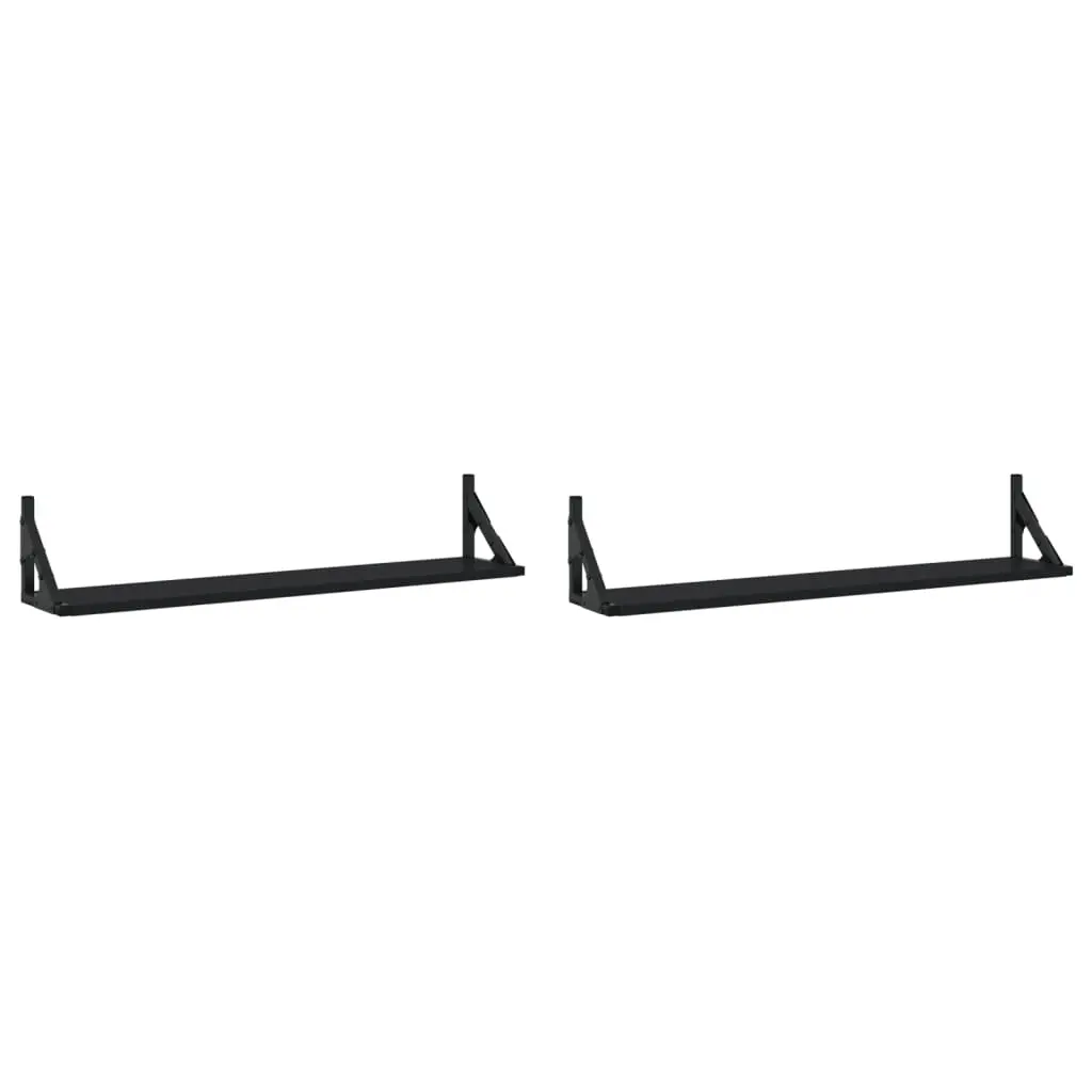 Wall Shelves 2 pcs Black 80x15x15.5 cm Engineered Wood 836328 - Furniture