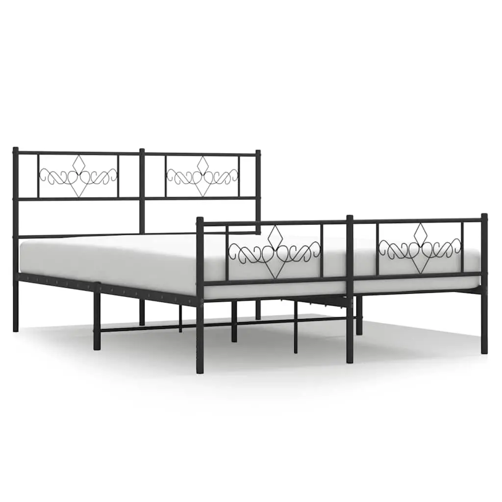 Metal Bed Frame without Mattress with Footboard Black 135x190 cm 355284 - Furniture