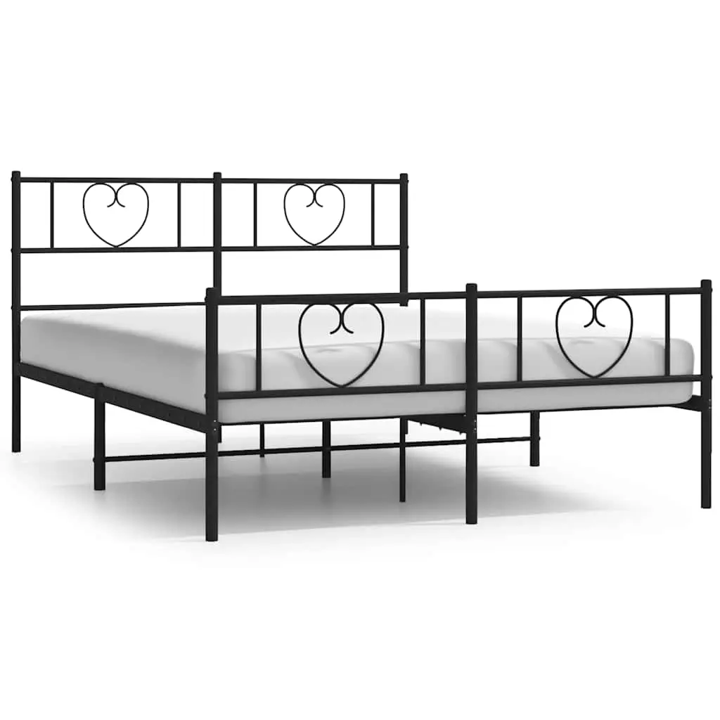 Metal Bed Frame without Mattress with Footboard Black 150x200 cm 355483 - Furniture