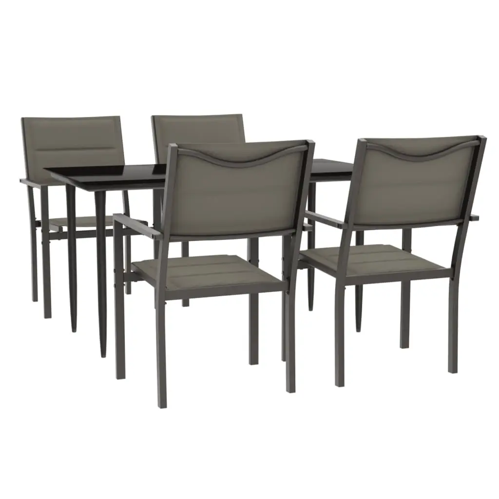 5 Piece Garden Dining Set Black Steel and Textilene 3200736 - Furniture