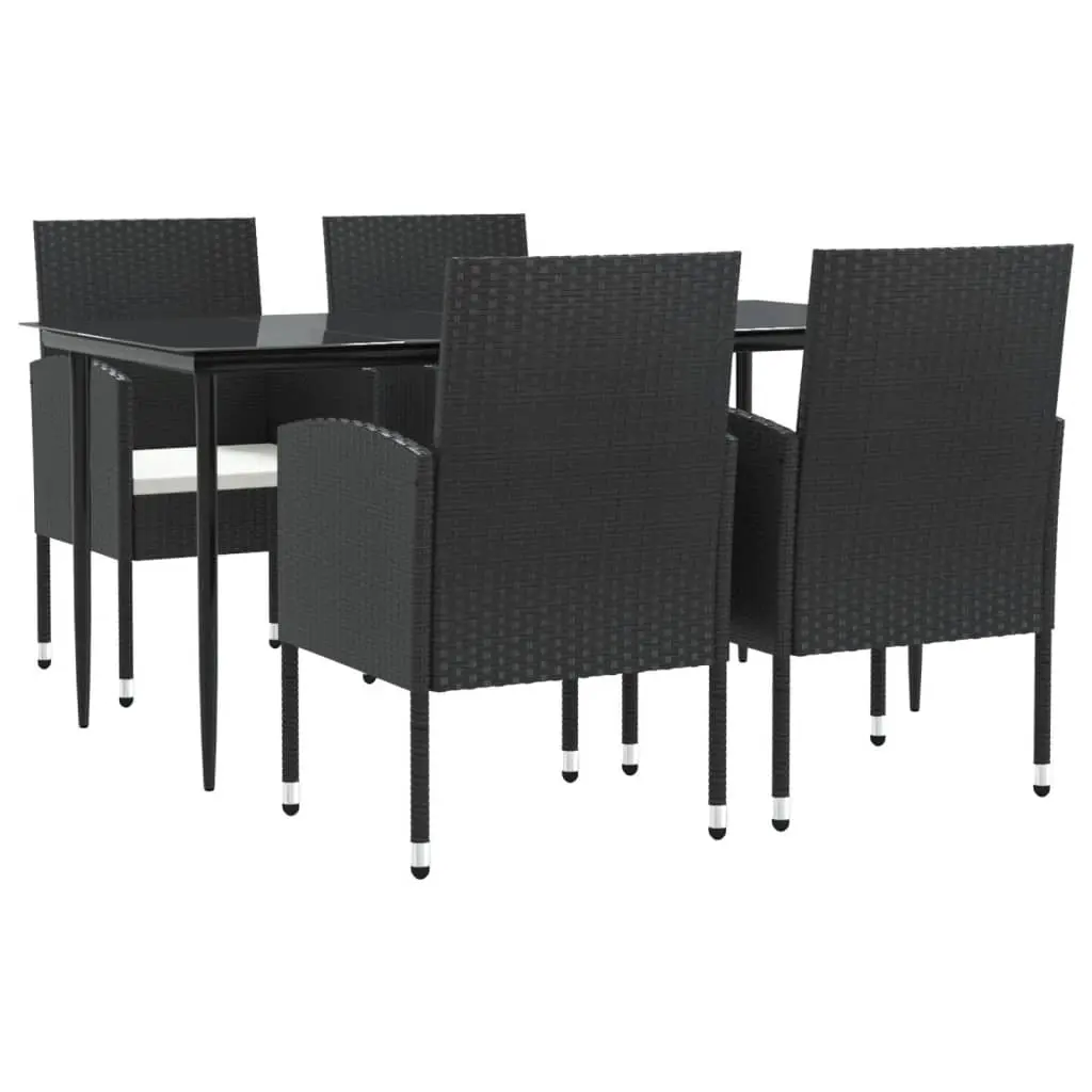 5 Piece Garden Dining Set Black Poly Rattan and Steel 3203308 - Furniture