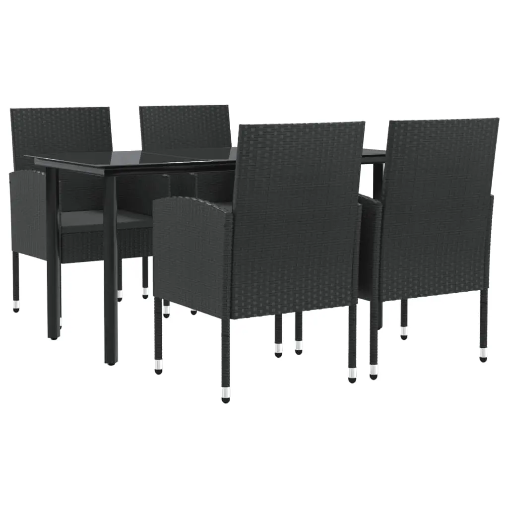 5 Piece Garden Dining Set Black Poly Rattan and Steel 3203346 - Furniture