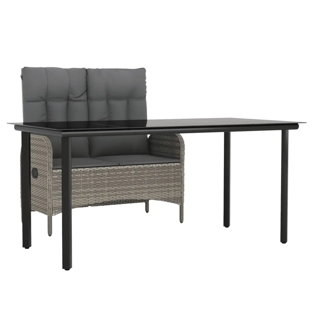 2 Piece Garden Dining Set with Cushions Grey Poly Rattan 3203506 - Furniture