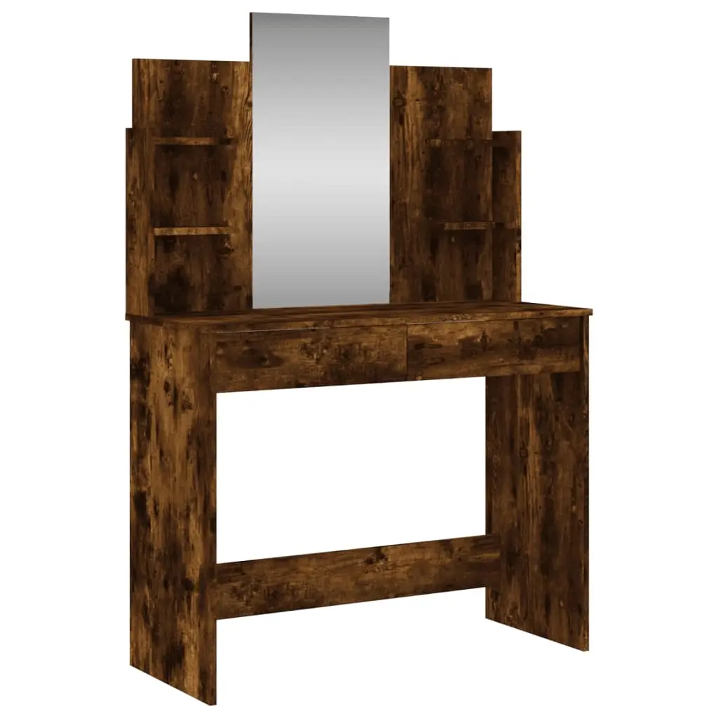 Dressing Table with Mirror Smoked Oak 96x39x142 cm 837579 - Furniture