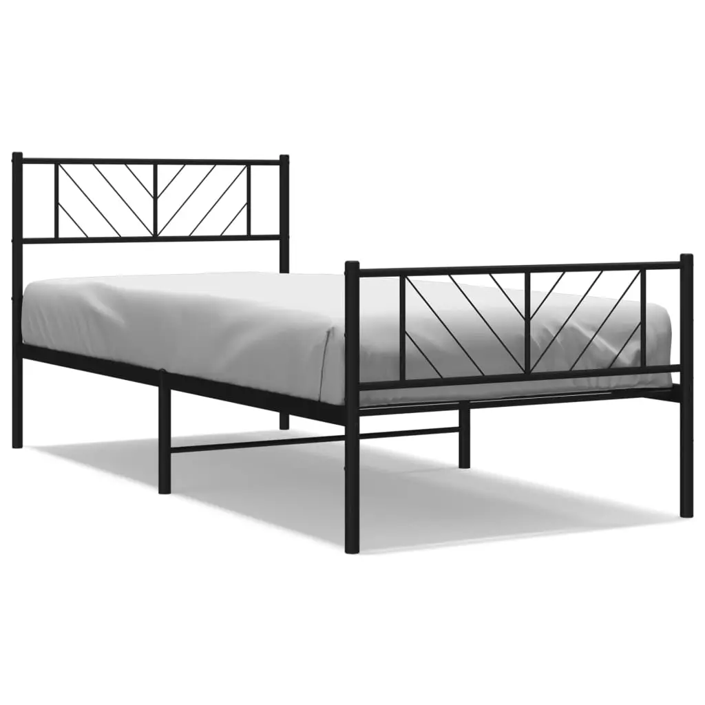 Metal Bed Frame without Mattress with Footboard Black 107x203 cm King Single 372193 - Furniture