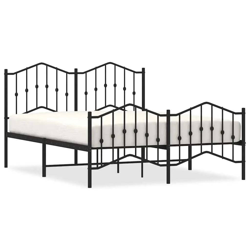 Metal Bed Frame without Mattress with Footboard Black 150x200 cm 373809 - Furniture