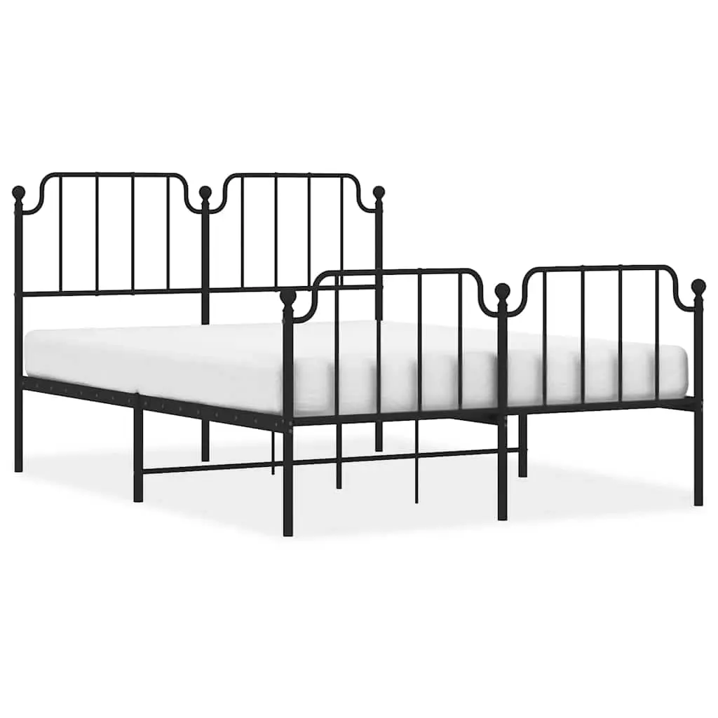 Metal Bed Frame without Mattress with Footboard Black 135x190 cm 373904 - Furniture