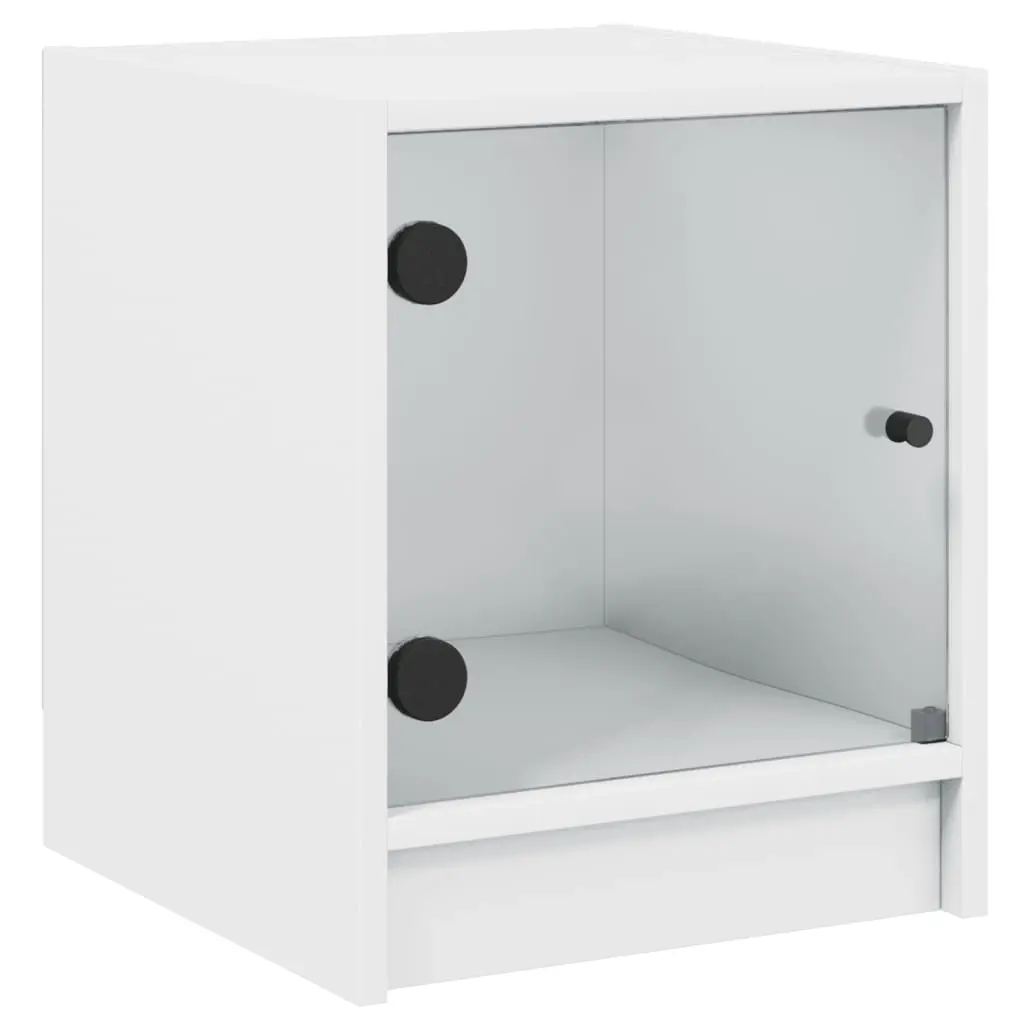 Bedside Cabinet with Glass Door White 35x37x42 cm 836343 - Furniture