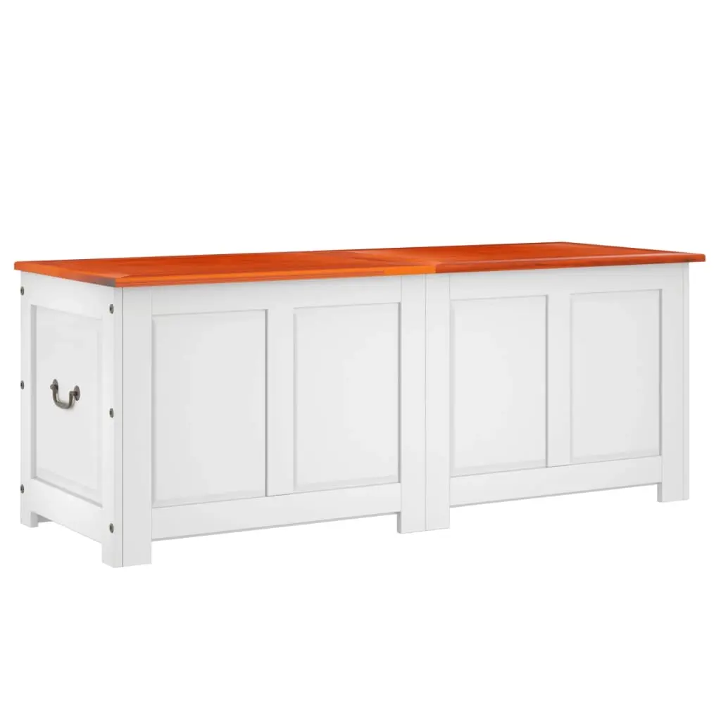Storage Chest with Lid Brown and White Solid Wood Acacia 364921 - Furniture