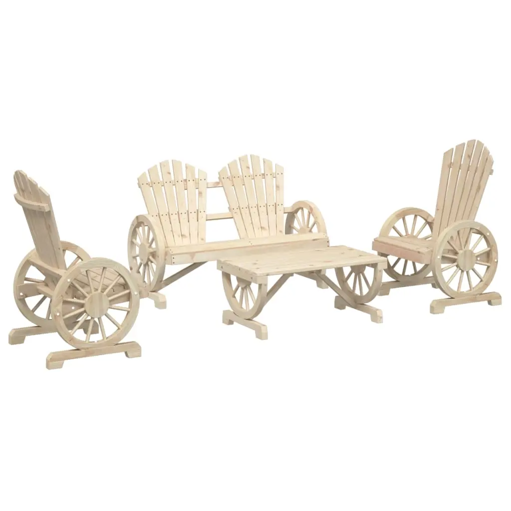 4 Piece Garden Lounge Set Solid Wood Fir 3207125 - Furniture