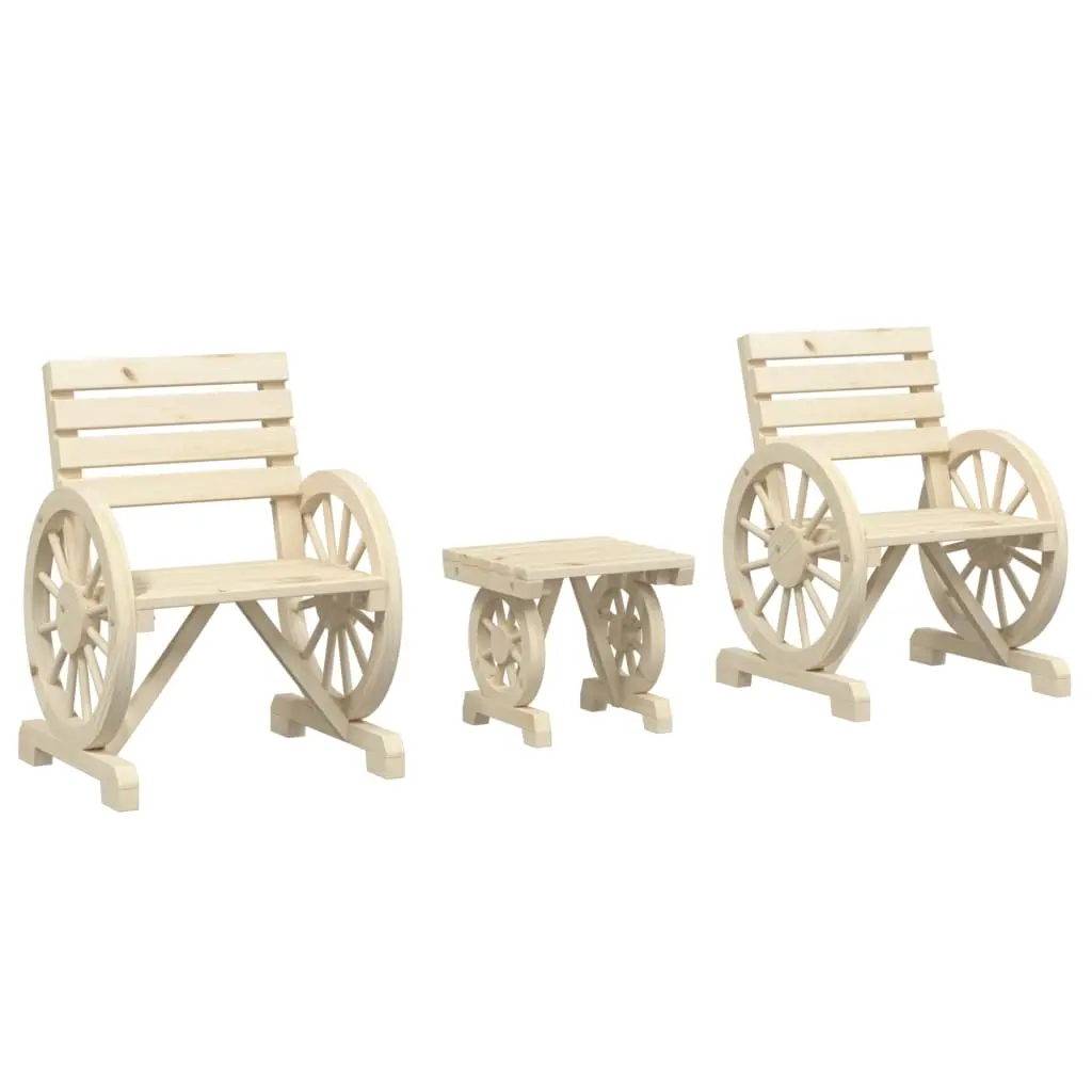 3 Piece Garden Lounge Set Solid Wood Fir 3207129 - Furniture