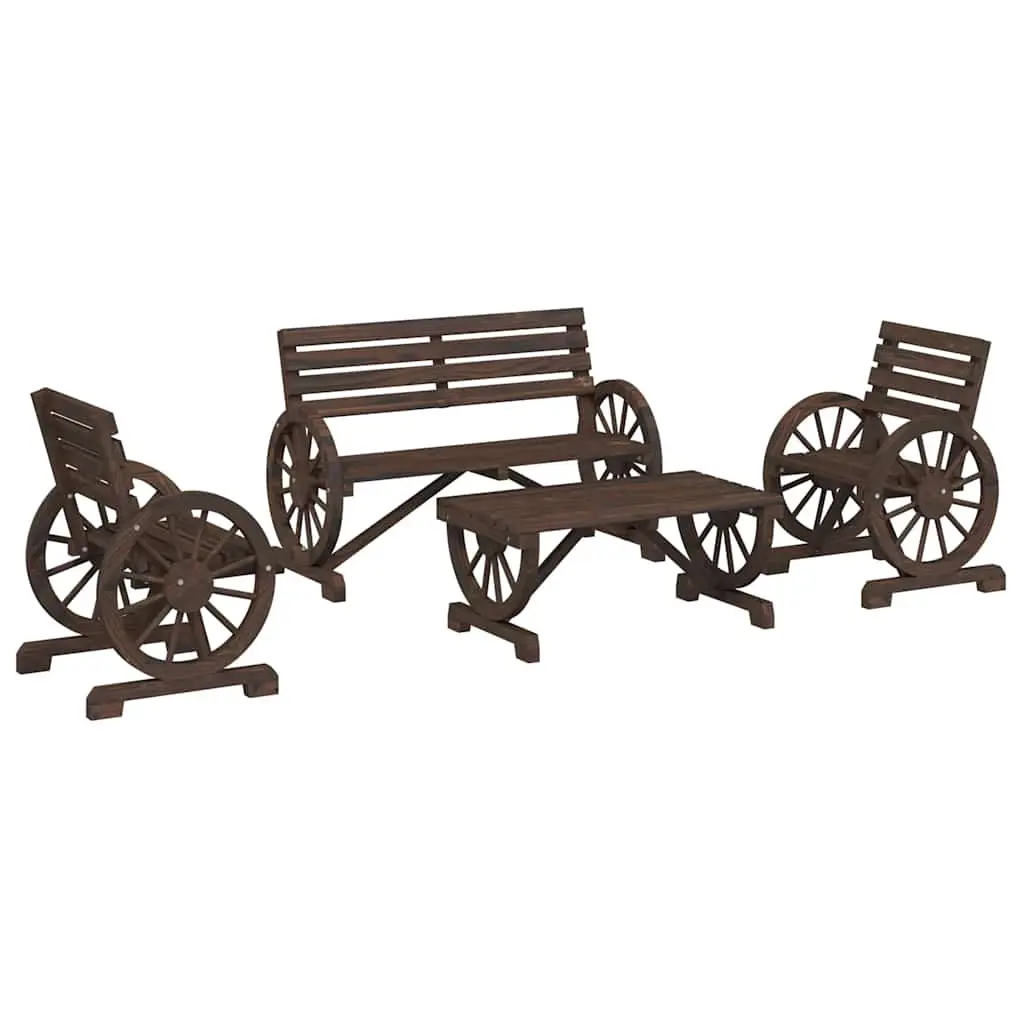 4 Piece Garden Lounge Set Solid Wood Fir 3207132 - Furniture