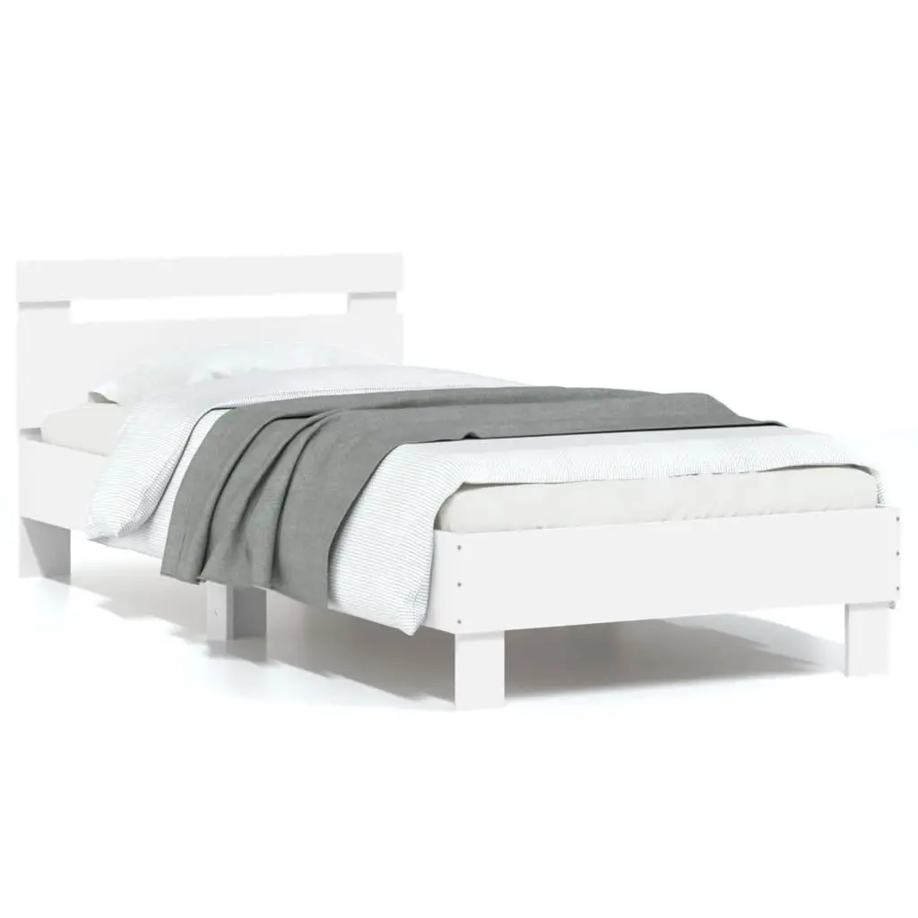 Bed Frame without Mattress with Headboard White 90x190 cm 838561 - Furniture