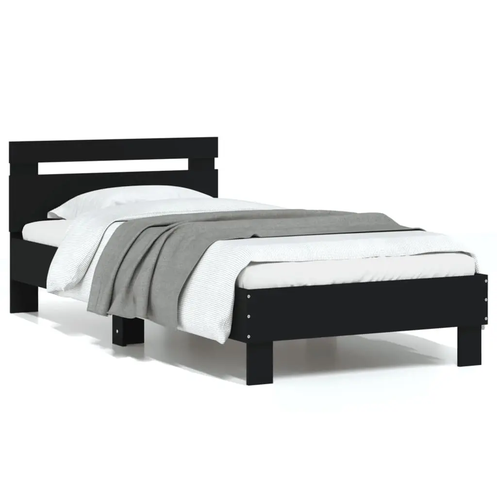 Bed Frame without Mattress with Headboard Black 90x190 cm 838562 - Furniture