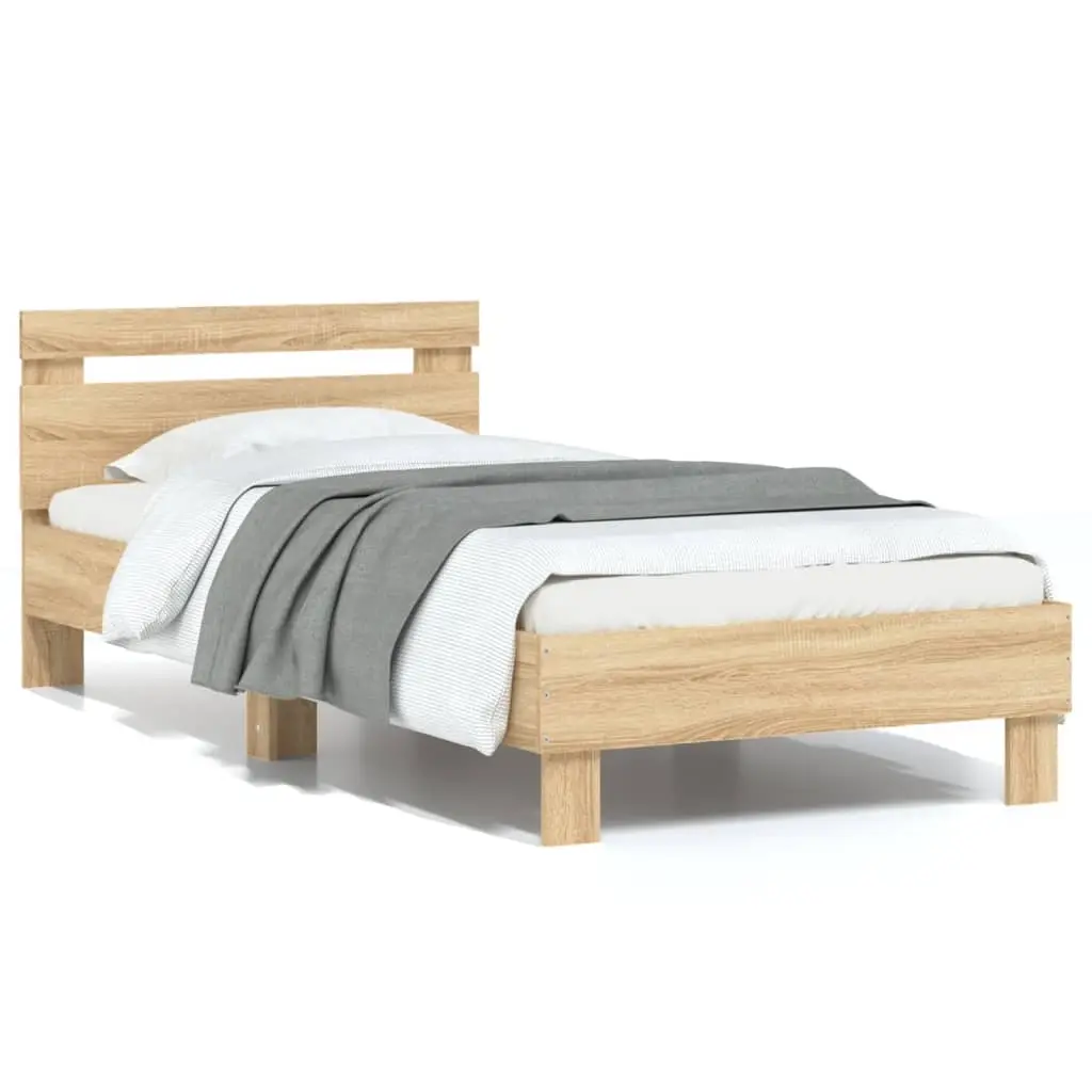 Bed Frame without Mattress with Headboard Sonoma Oak 90x190 cm 838563 - Furniture