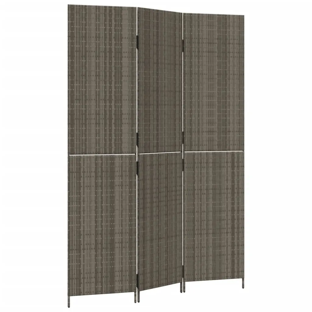 Room Divider 3 Panels Grey Poly Rattan 365358 - Furniture